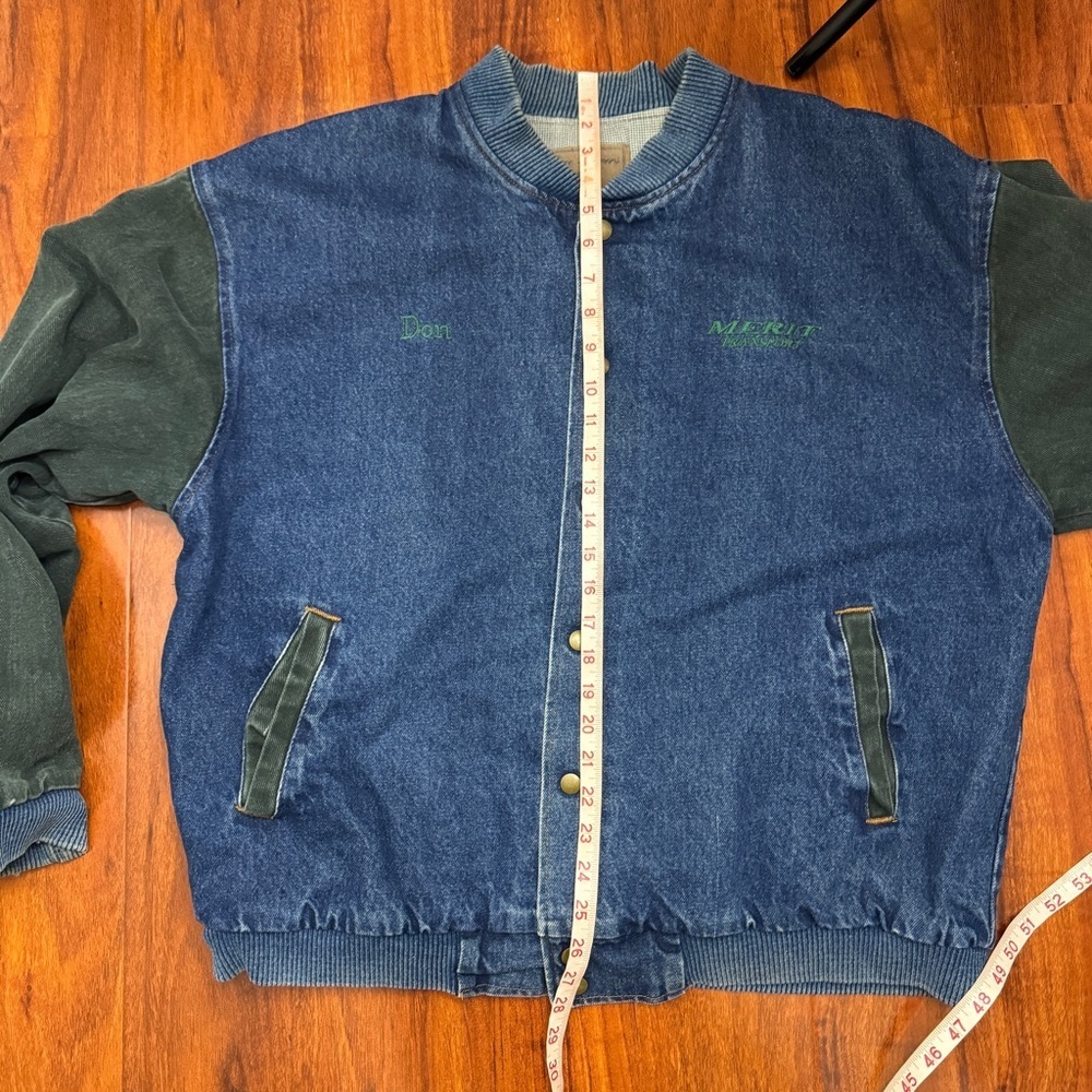 Three Rivers Authetic Denim Varsity Jacket Size XL Vintage - Picture 8 of 9